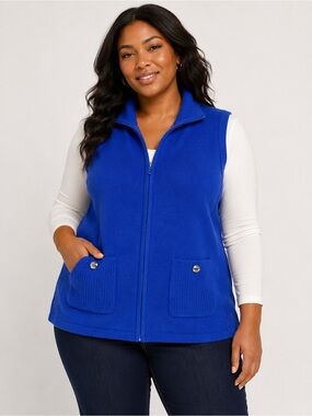 Chicos Design Vibrant Blue Sleeveless 100% wool vest Size 16/XL